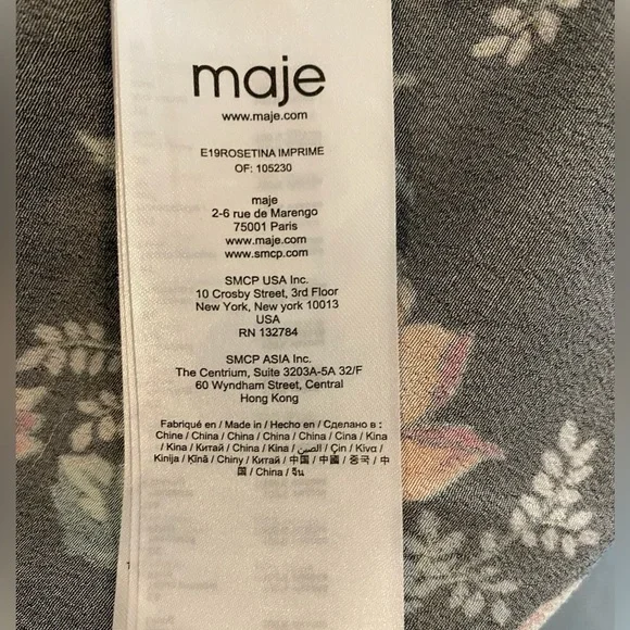 Maje Rosetina Crepe Floral Long Sleeve V-Neck Wrap Ruffle Dress - Picture 9 of 9